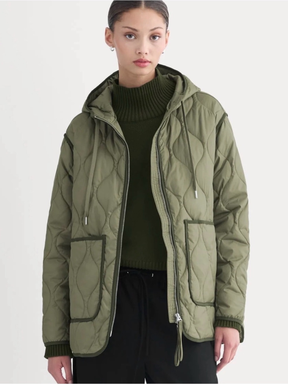 Everlane Renew Quilted Hooded Liner Lichen Green